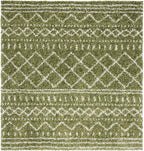 SAFAVIEH Arizona Shag Collection Accent Rug - 3'2" Square, Green & Ivory, Moroccan Design, Non-Shedding & Easy Care, 1.6-inch Thick, Ideal for The Living Room, Dining, Bedroom (ASG741X)