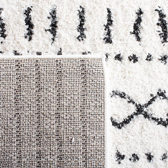 SAFAVIEH Arizona Shag Collection Area Rug - 2'3" x 22' Runner, Ivory & Black, Non-Shedding & Easy Cleaning, Plush Thick Pile, Ideal for Living Room, Bedroom, Dining Space (ASG741Z)