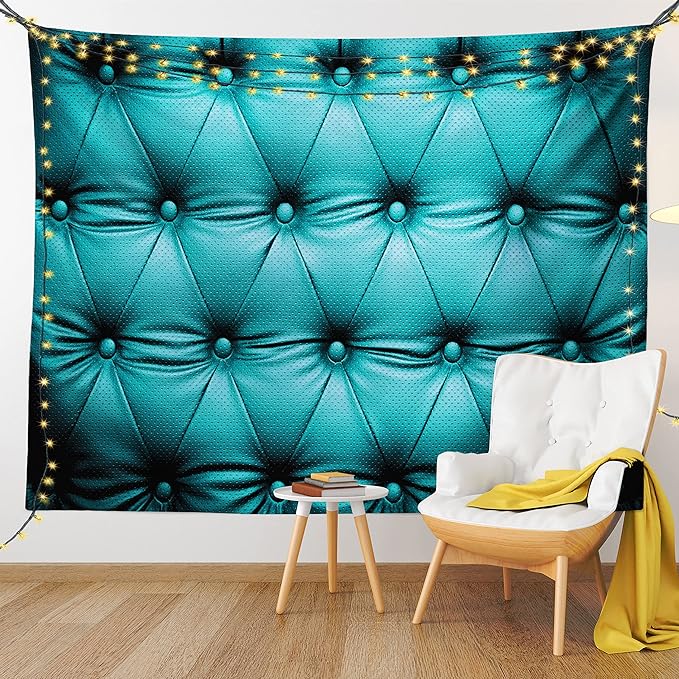 Ambesonne Turquoise Tapestry, Buttoned Couch Sofa Bed Headboard Leather Cover Furniture Upholstery Artwork Print, Wide Wall Hanging for Bedroom Living Room Dorm, 80" X 60", Teal