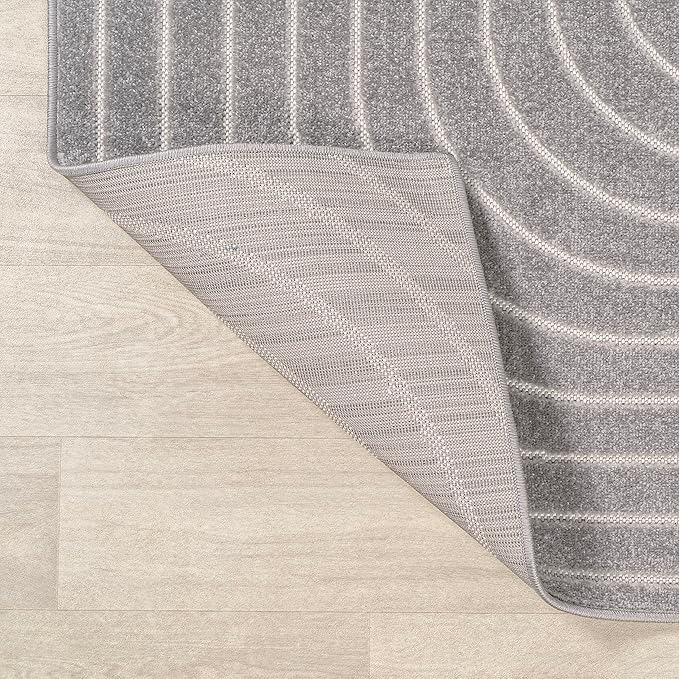 Eyely NCS101B-28 Scandinavian Odense Minimalist Angle Geometric Indoor Runner Rug, Modern, Contemporary, Coastal, Bohemian, Bedroom, Kitchen, Living Room, Non Shedding, Gray/Ivory, 2' x 8'