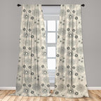 Ambesonne Dahlia Curtains, Vintage Style Garden Flower Sketches of Dahlia and Chrysanthemum Botany Theme, Window Treatments 2 Panel Set for Living Room Bedroom, Pair of - 28" x 95", Beige Black