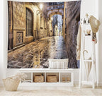 Lunarable City Tapestry, Narrow Street Gothic Design Architecture Carrer del Bisbe Barcelona Spain Europe, Wide Wall Hanging for Bedroom Living Room Dorm, 60" X 40", Tan Pale Brown