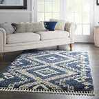 Nourison Home Scandinavian Shag Denim Blue 4' x 6' Area Rug, Easy Clean, Non Shedding, Bed Room, Living Room, Dining Room, Kitchen (4x6)