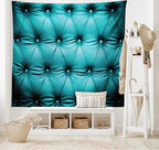 Ambesonne Turquoise Tapestry, Buttoned Couch Sofa Bed Headboard Leather Cover Furniture Upholstery Artwork Print, Wide Wall Hanging for Bedroom Living Room Dorm, 80" X 60", Teal