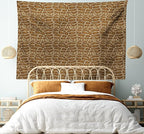 Lunarable Reptile Tapestry, Python Snakeskin Pattern Geometrical Borders Composition Animal Hide Print, Fabric Wall Hanging Decor for Bedroom Living Room Dorm, 45" X 30", Caramel Pale Brown
