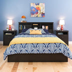 Prepac Sonoma Traditional Tall Nightstand Side Table with 2 Drawers and Open Shelf, Functional Bedside Table 16" D x 23.25" W x 28" H, Washed Black, HDC-2428-V