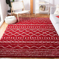 SAFAVIEH Arizona Shag Collection Area Rug - 6'7" Square, Red & Ivory, Moroccan Design, Non-Shedding & Easy Care, 1.6-inch Thick Ideal for High Traffic Areas in Living Room, Bedroom (ASG741Q)