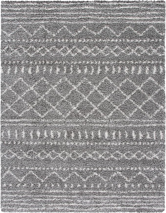 SAFAVIEH Arizona Shag Collection Area Rug - 6'7" x 9'2", Brown & Ivory, Moroccan Design, Non-Shedding & Easy Care, 1.6-inch Thick Ideal for High Traffic Areas in Living Room, Bedroom (ASG741B)