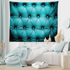 Ambesonne Turquoise Tapestry, Buttoned Couch Sofa Bed Headboard Leather Cover Furniture Upholstery Artwork Print, Wide Wall Hanging for Bedroom Living Room Dorm, 80" X 60", Teal