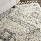 Nourison Home Scandinavian Shag Ivory/Grey 5'3" x 7'9" Area Rug, Easy Clean, Non Shedding, Bed Room, Living Room, Dining Room, Kitchen (5x8)