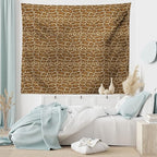Lunarable Reptile Tapestry, Python Snakeskin Pattern Geometrical Borders Composition Animal Hide Print, Fabric Wall Hanging Decor for Bedroom Living Room Dorm, 45" X 30", Caramel Pale Brown