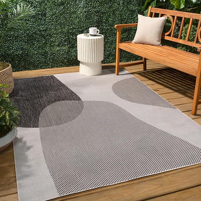 JONATHAN Y Geometric Organic Shapes Indoor Outdoor Area Rug 8X10 Cream/Black, Zia Modern for Backyard, Patio, Porch, Easy-Cleaning, High Traffic, Pet-Friendly, Non-Shedding (TSN306A-8)