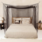 Black Mosquito Net for Single to King-Sized Beds – No Openings & 6 Hanging Loops – Decorative Rectangular Shape for Home & Travel – Bed Canopy Hanging Kit & Carrying Bag Included