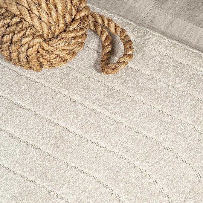Eyely NCS101A-8 Scandinavian Odense Minimalist Angle Geometric Indoor Area Rug, Modern, Contemporary, Coastal, Bohemian, Bedroom, Kitchen, Living Room, Non Shedding, Ivory/Cream, 8' x 10'