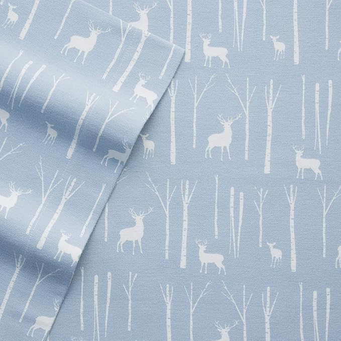 Eddie Bauer - Twin Sheets, Cotton Flannel Bedding Set, Brushed For Extra Softness, Cozy Home Decor (Birch Forest, Twin)