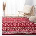 SAFAVIEH Arizona Shag Collection Area Rug - 5'1" x 7'6", Red & Ivory, Moroccan Design, Non-Shedding & Easy Care, 1.6-inch Thick Ideal for High Traffic Areas in Living Room, Bedroom (ASG741Q)