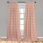 Ambesonne Scandinavian Window Curtains, Flower Like Motifs Folk Art in Tangerine Tones, Lightweight Decorative Panels Set of 2 with Rod Pocket, 56" x 63", Sienna Sky