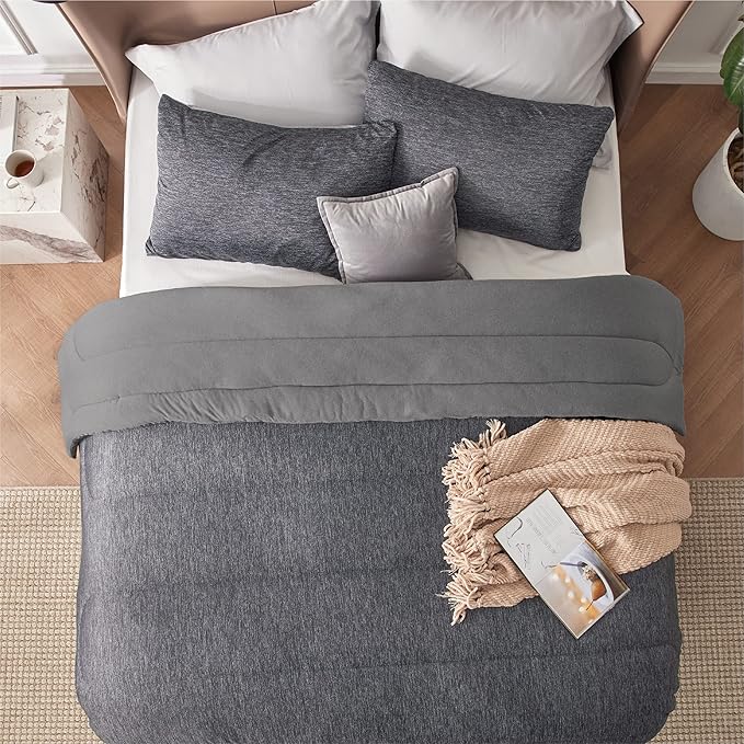 Bedsure Full Comforter Set - Cooling and Warm Bed Set, Dark Grey Reversible Bedding for All Season, 3 Pieces, 1 Full Size Comforter (82"x88") and 2 Pillow Cases (20"x26")