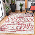 SAFAVIEH Arizona Shag Collection Area Rug - 5'1" x 7'6", Ivory & Red, Moroccan Design, Non-Shedding & Easy Care, 1.6-inch Thick Ideal for High Traffic Areas in Living Room, Bedroom (ASG741P)