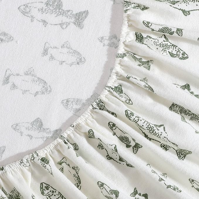 Eddie Bauer - King Sheets, Cotton Flannel Bedding Set, Brushed For Extra Softness, Cozy Home Decor (School of Fish, King)