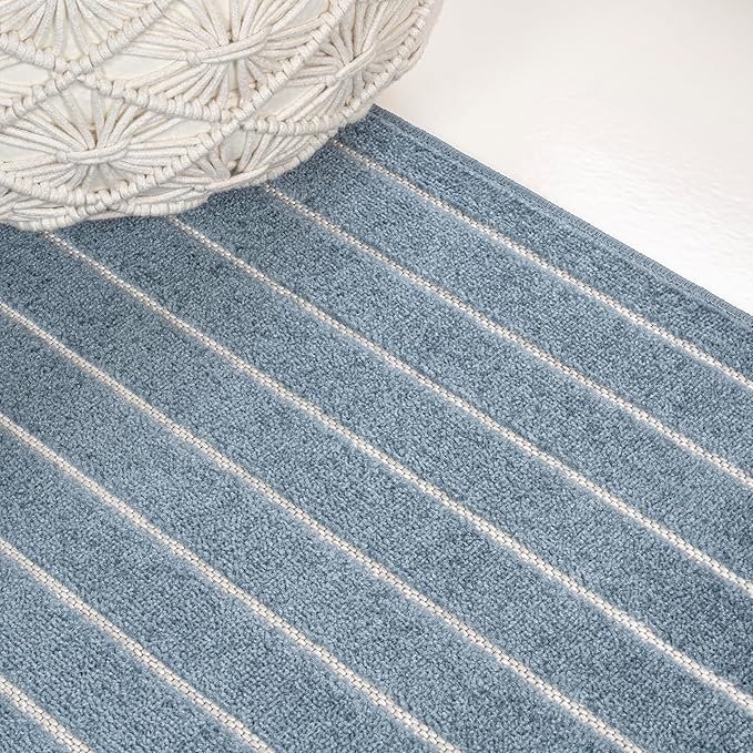 Eyely NCS101D-5 Odense High-Low Minimalist Angle Geometric Dark Blue/Cream 5 ft. x 8 ft. Indoor/Outdoor Area Rug, for Home, Backyard, Patio, Porch, Bedroom, Kitchen, Living Room