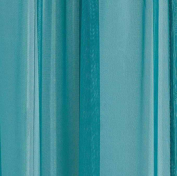 LinenZone Teal Window Scarf Valance in 216 Inch Size. Use Window Scarves as Canopy Bed or Backdrop Curtains, Curtain Scarf, or Sheer Fabric for Draping. (Amazing 55 x 216, Teal)
