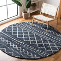 SAFAVIEH Arizona Shag Collection Area Rug - 6'7" Round, Slate Blue & Ivory, Moroccan Design, Non-Shedding & Easy Care, 1.6-inch Thick Ideal for High Traffic Areas in Living Room, Bedroom (ASG741L)
