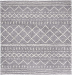 SAFAVIEH Arizona Shag Collection Area Rug - 5'1" Square, Grey & Ivory, Moroccan Design, Non-Shedding & Easy Care, 1.6-inch Thick Ideal for High Traffic Areas in Living Room, Bedroom (ASG741G)