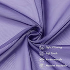 Chyhomenyc Sheer Curtains 36 inch Length 2 Panels, Light Filtering Voile Rod Pocket Short Window Sheer Curtians for Bathroom Living Room, 2PCS, Purple