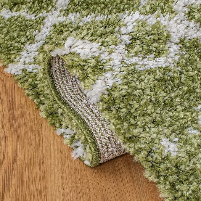 SAFAVIEH Arizona Shag Collection Area Rug - 9' x 12', Green & Ivory, Moroccan Design, Non-Shedding & Easy Care, 1.6-inch Thick Ideal for High Traffic Areas in Living Room, Bedroom (ASG741X)
