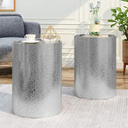 Christopher Knight Home Kaylee Modern Round Hammered Iron Accent Table (2 Pack) -Silver 16 in x 16 in x 22.25 in