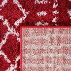 SAFAVIEH Arizona Shag Collection Area Rug - 5'1" x 7'6", Red & Ivory, Moroccan Design, Non-Shedding & Easy Care, 1.6-inch Thick Ideal for High Traffic Areas in Living Room, Bedroom (ASG741Q)