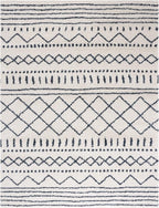 SAFAVIEH Area Rug 8x10 - Arizona Shag Collection - Large - Ivory & Slate, Moroccan Design, Non-Shedding & Easy Cleaning, Ultra Plush Thick Pile, Ideal for Living Room, Bedroom, Dining Space (ASG741M)