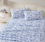 Laura Ashley - Flannel Sheets Queen Size, Anti-Pilling & Wrinkle Resistant Cotton, Touchably Soft for All-Season Comfort - Bed Sheets with Matching Pillowcases & Fitted Sheet (Emelisa Blue)