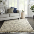 Nourison Home Scandinavian Shag Ivory/Grey 5'3" x 7'9" Area Rug, Easy Clean, Non Shedding, Bed Room, Living Room, Dining Room, Kitchen (5x8)