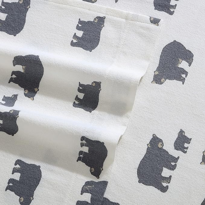 Eddie Bauer - Twin Sheets, Cotton Flannel Bedding Set, Brushed For Extra Softness, Cozy Home Decor (Bear Family, Twin)