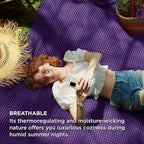 Bedsure Cooling Cotton Waffle Queen Size Blanket - Lightweight Breathable Blanket of Rayon Derived from Bamboo for Hot Sleepers, Luxury Throws for Bed, Couch and Sofa, Purple, 90x90 Inches