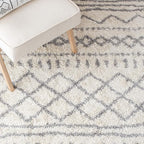 SAFAVIEH Arizona Shag Collection Area Rug - 9' x 12', Ivory & Grey, Moroccan Design, Non-Shedding & Easy Care, 1.6-inch Thick Ideal for High Traffic Areas in Living Room, Bedroom (ASG741F)