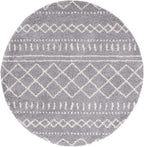 SAFAVIEH Arizona Shag Collection Area Rug - 5'1" Round, Grey & Ivory, Moroccan Design, Non-Shedding & Easy Care, 1.6-inch Thick Ideal for High Traffic Areas in Living Room, Bedroom (ASG741G)