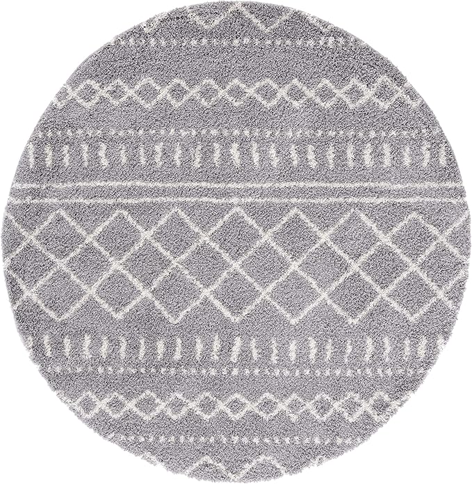SAFAVIEH Arizona Shag Collection 8' Round Ivory/Beige ASG741G Moroccan Non-Shedding 1.6-inch Thick Area Rug