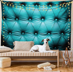 Ambesonne Turquoise Tapestry, Buttoned Couch Sofa Bed Headboard Leather Cover Furniture Upholstery Artwork Print, Wide Wall Hanging for Bedroom Living Room Dorm, 80" X 60", Teal