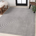 Eyely NCS101B-4 Scandinavian Odense Minimalist Angle Geometric Indoor Area Rug, Modern, Contemporary, Coastal, Bohemian, Bedroom, Kitchen, Living Room, Non Shedding, Gray/Ivory, 4' x 6'