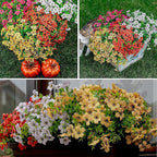 Artificial Flowers for Outdoors Fake Plants - 16 Bundles Faux Outside Greenery Boxwood UV Resistant No Fade Plastic Shrubs Fall Decor Farmhouse Home Garden Mums (White)