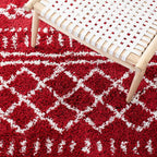 SAFAVIEH Arizona Shag Collection Area Rug - 5'1" x 7'6", Red & Ivory, Moroccan Design, Non-Shedding & Easy Care, 1.6-inch Thick Ideal for High Traffic Areas in Living Room, Bedroom (ASG741Q)