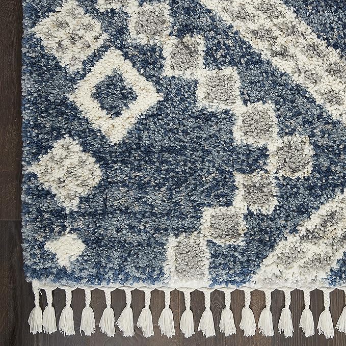 Nourison Home Scandinavian Shag Denim Blue 7'10" x 10'6" Area Rug, Easy Clean, Non Shedding, Bed Room, Living Room, Dining Room, Kitchen (8x11)