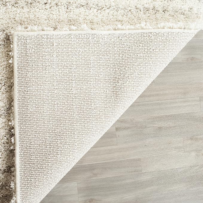 SAFAVIEH Arizona Shag Collection Area Rug - 6'7" Square, Ivory & Beige, Moroccan Design, Non-Shedding & Easy Care, 1.6-inch Thick Ideal for High Traffic Areas in Living Room, Bedroom (ASG741A)