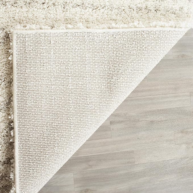 SAFAVIEH Arizona Shag Collection Area Rug - 3'2" Square, Ivory & Beige, Moroccan Design, Non-Shedding & Easy Care, 1.6-inch Thick Ideal for High Traffic Areas in Living Room, Bedroom (ASG741A)