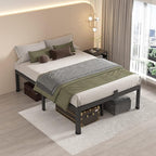 MAF 12 Inch Queen Metal Platform Bed Frame with Round Corner Legs, Mattress Slide Stopper, 3000 LBS Heavy Duty Steel Slats Support, No Box Spring Needed, Noise Free