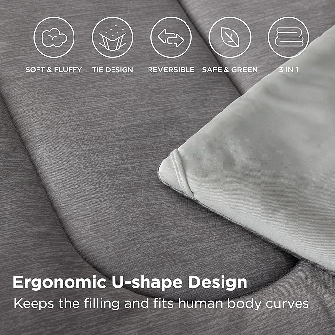 Bedsure King Comforter Set - Cooling and Warm Bed Set, Light Grey Reversible Bedding for All Season, 3 Pieces, 1 King Size Comforter (102"x90") and 2 Pillow Cases (20"x36")