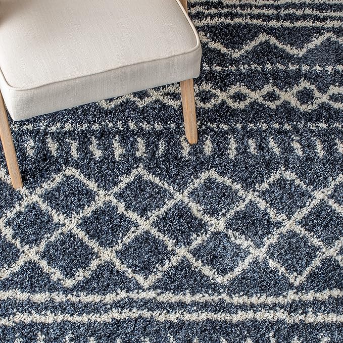 SAFAVIEH Arizona Shag Collection Area Rug - 6' x 8', Slate Blue & Ivory, Non-Shedding & Easy Cleaning, Plush Thick Pile, Ideal for Living Room, Bedroom, Dining Space (ASG741L)